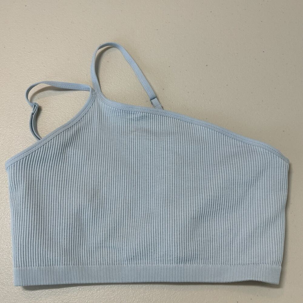Aerie Bralette One Shoulder Double Adjustable Straps Light Blue Size L NWT